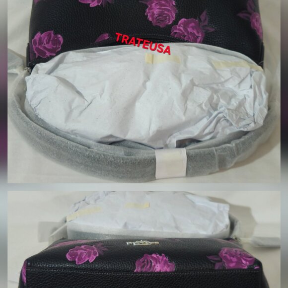 Laurel Shoulder Bag With Floral Print  CCE26 Black Purple Authentic - Picture 12 of 16